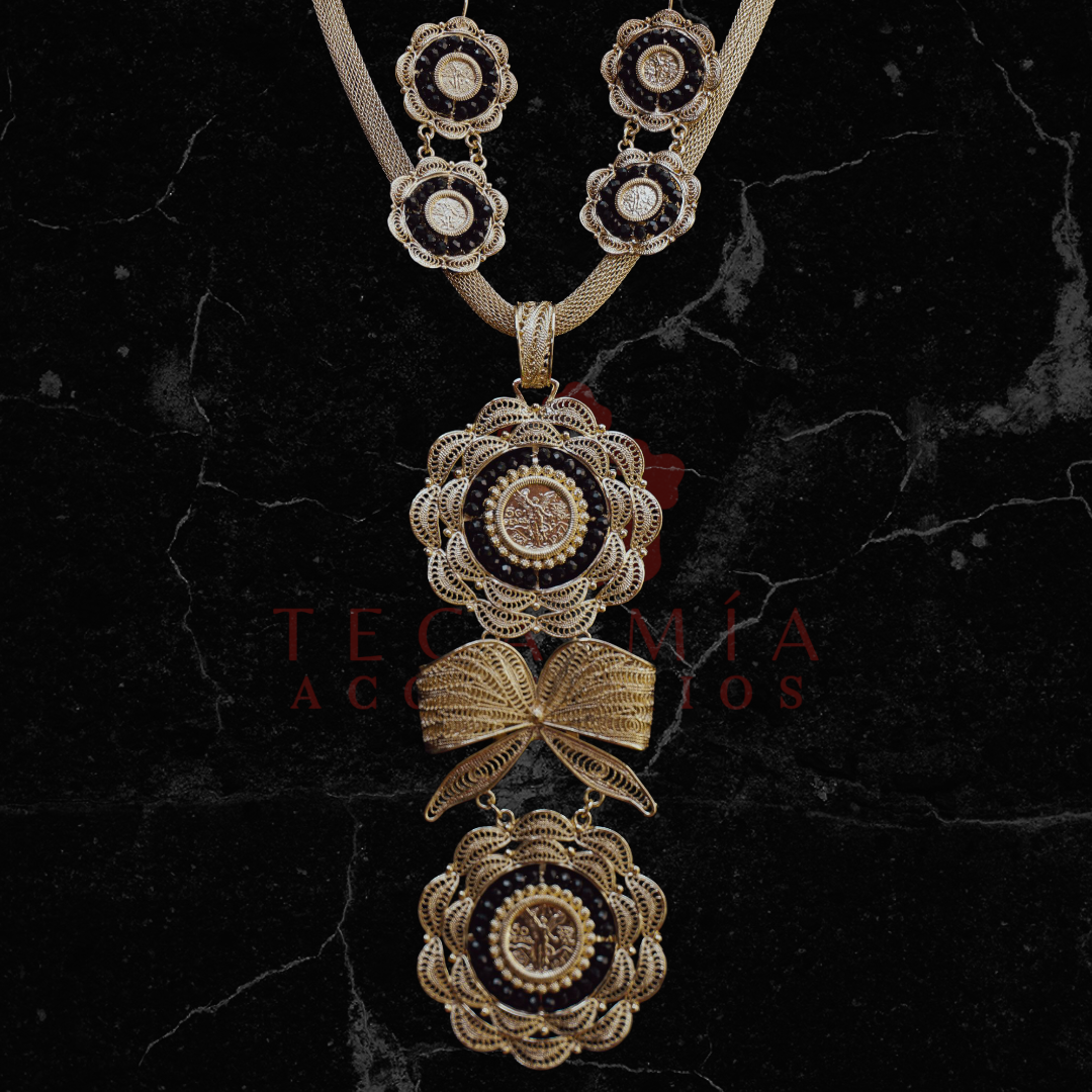 Set moño rosa negro