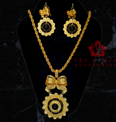 Set flor piedras negras