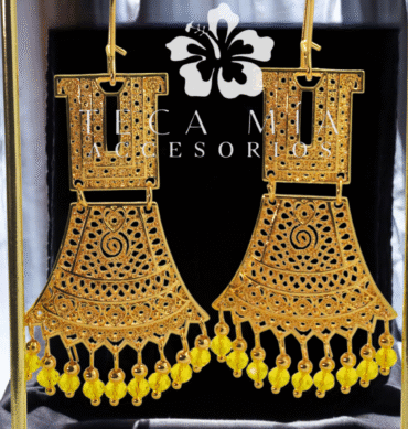 Arete filigrana traje amarillo