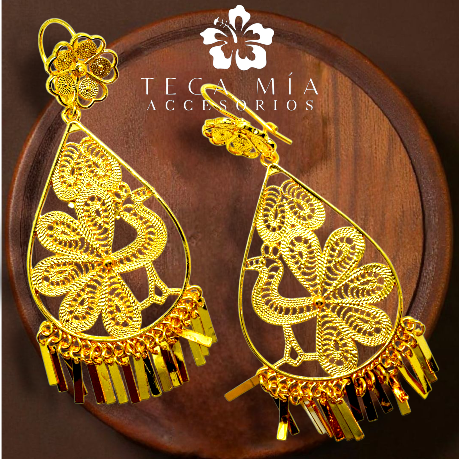 Arete filigrana pera pavoreal - Imagen 2