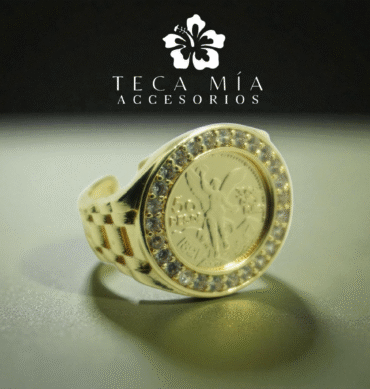 Anillo moneda piedras