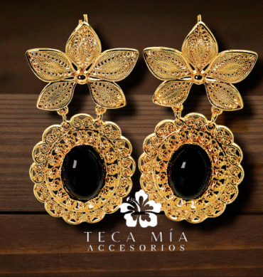 Arete moño hojas negro