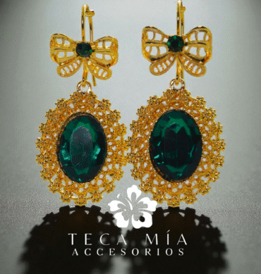 Aretes piedra verde ovalo
