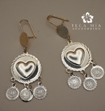 Arete corazón 3 monedas