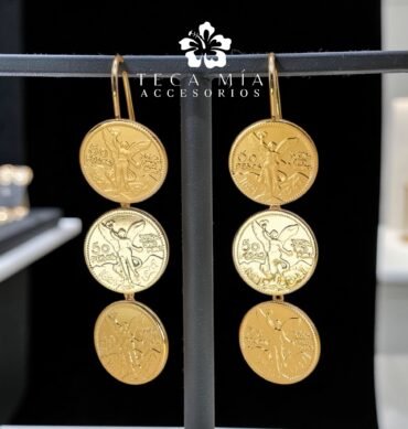 Arete colgante 3 monedas A