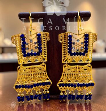 Arete traje piedras azul