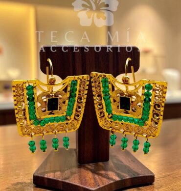 Aretes huipil piedra verde