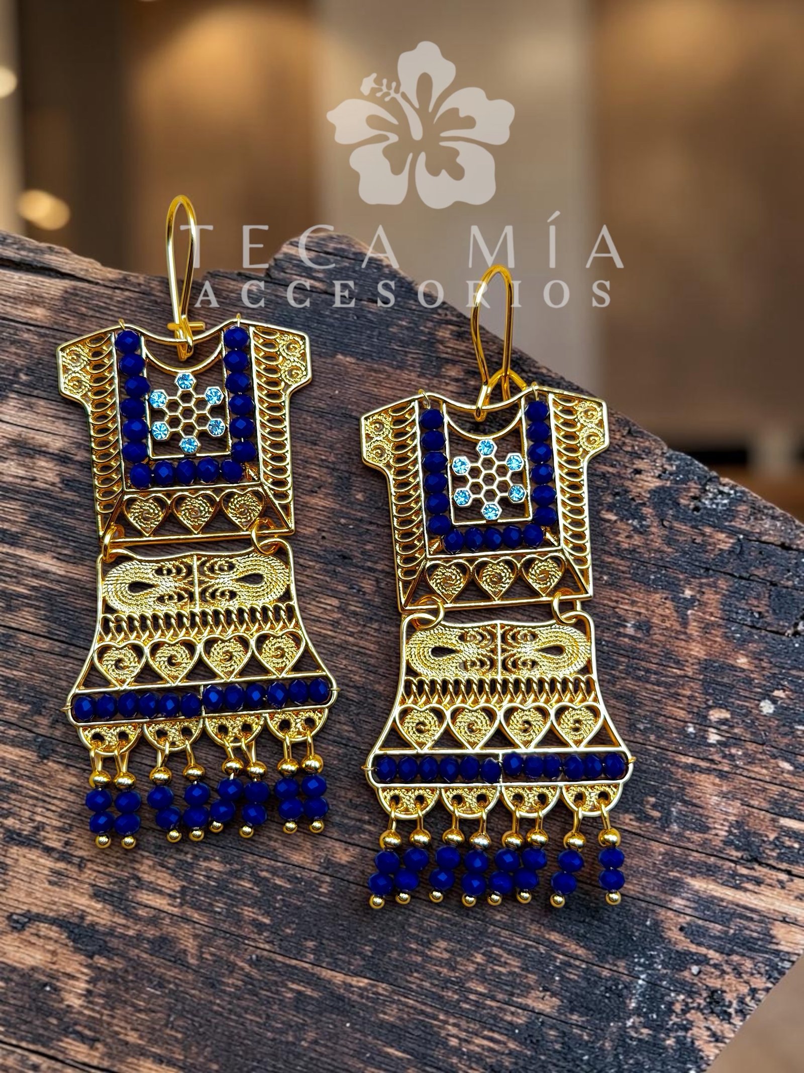 Arete traje piedras azul - Imagen 2